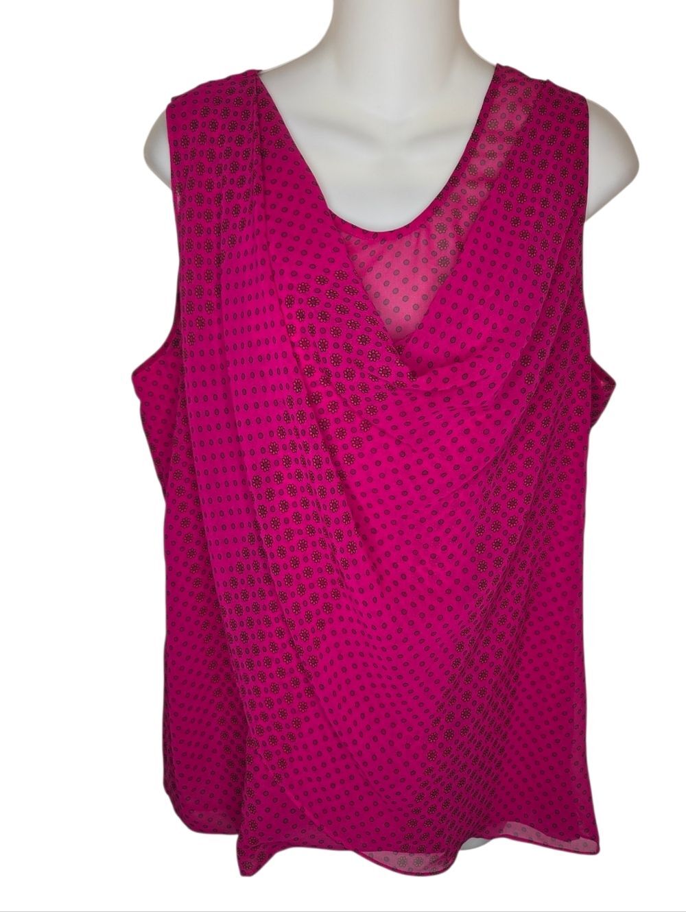 CAbi Magenta Floral Drape Front Brilliant Blouse Sleeveless Blouse - Size M 983